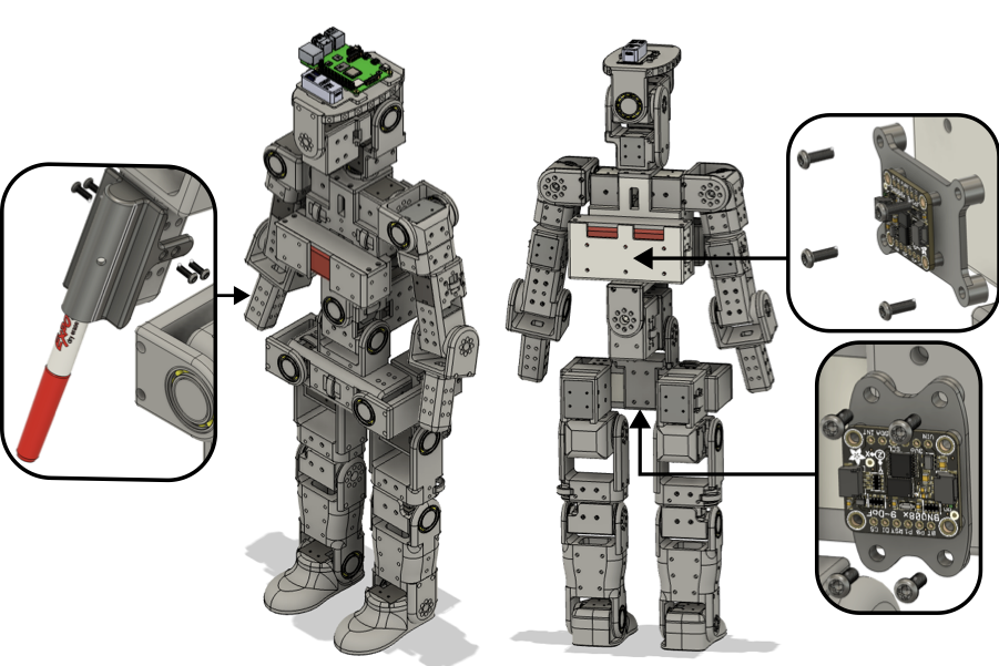 Modular attachments enabled by threaded inserts across the robot chassis